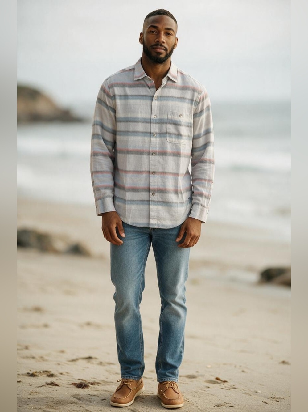 Tommy Bahama NWT Coastline Cord Long Sleeve Button-Down Shirt Fog Gray SZ Medium